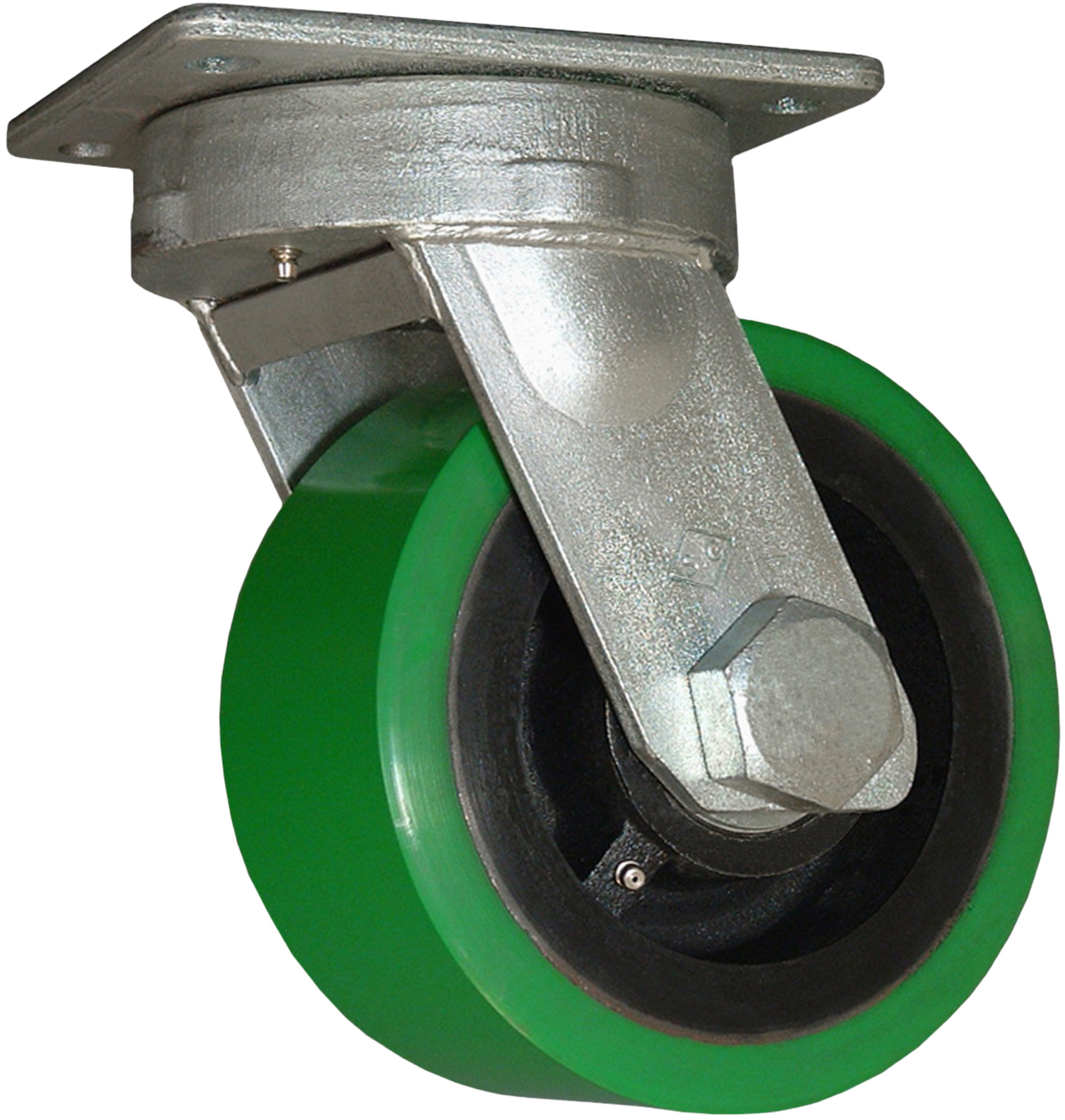 6-x-3-heavy-duty-green-polyurethane-on-iron-tapered-rb-model-100-swivel-caster-caster-city