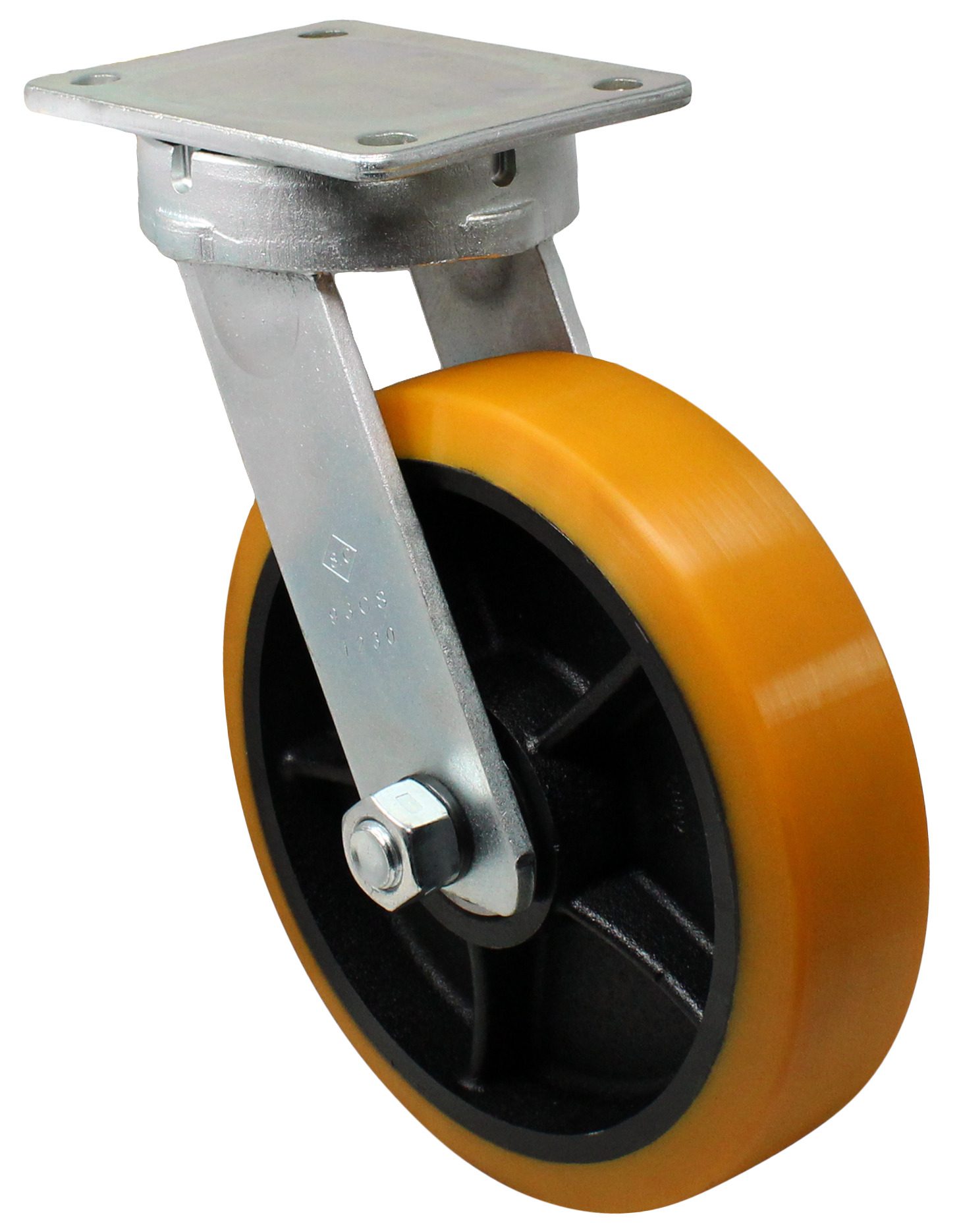 10" x 4" 95A Orange Premium Polyurethane on Iron - Model 100 Swivel Caster