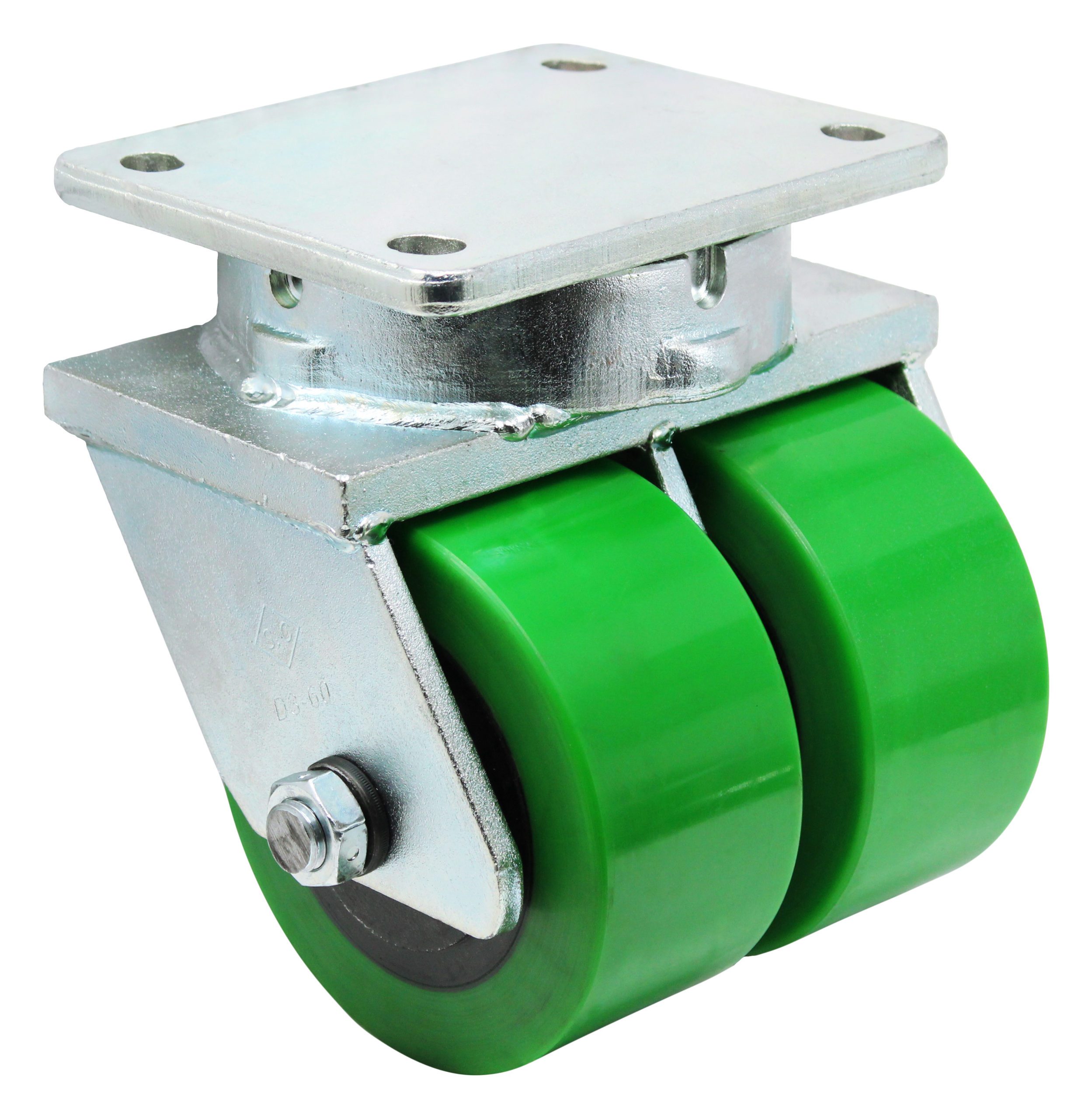 10" Dual Wheel Swivel Heavy Duty Polyurethane on Iron Tapered RB - Model 2-100