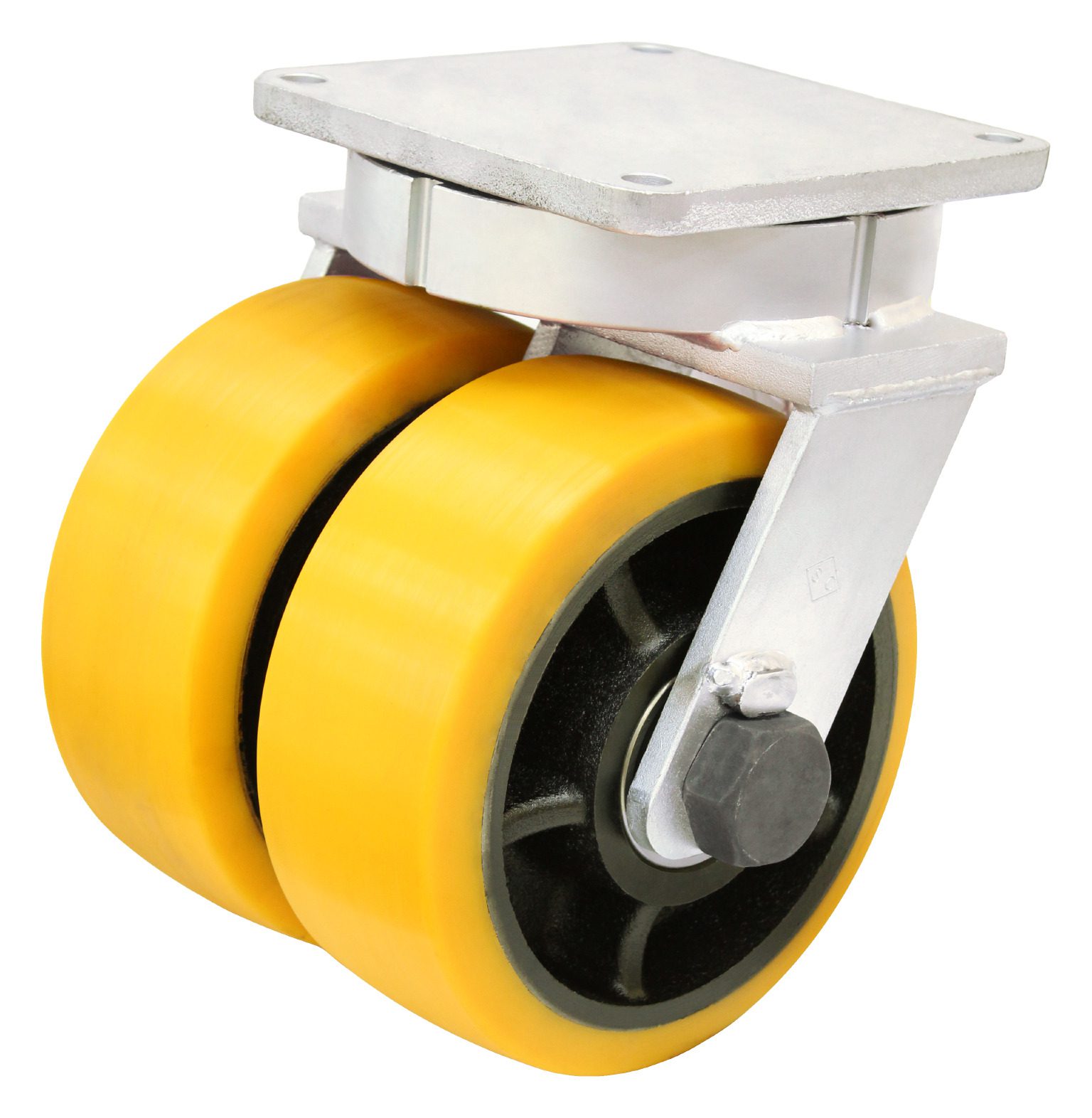 8" Dual Wheel Swivel Heavy Duty Polyurethane on Iron Tapered Bearings - Model 2-150