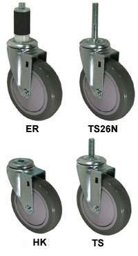 5" Gray Polyurethane Wheel - Stem Model 3A