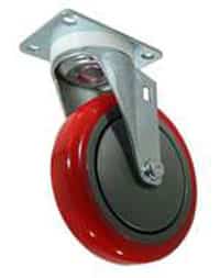 5" Red Polyurethane Swivel Wheel - 3A