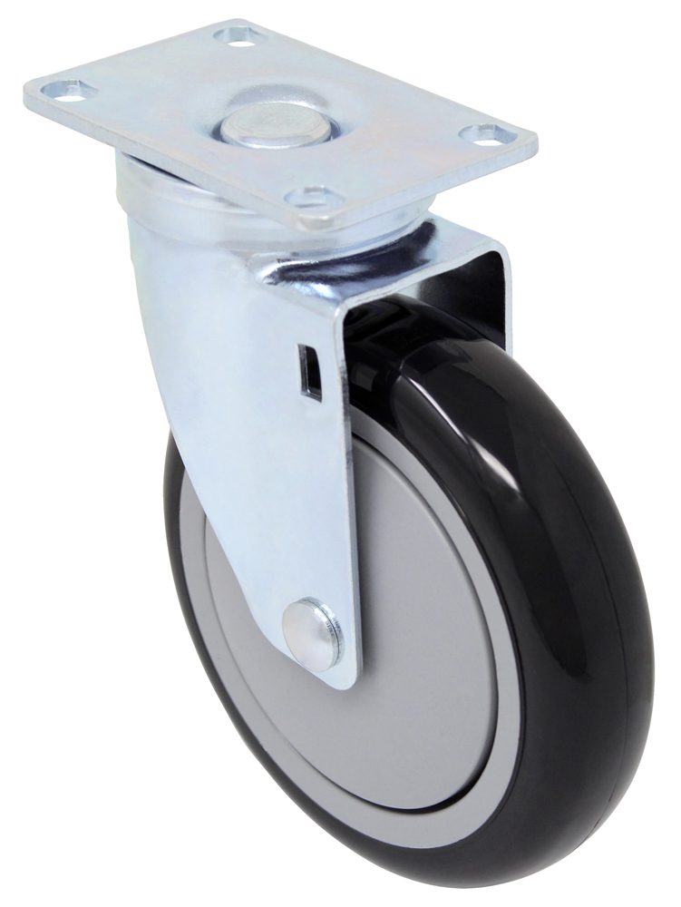 3" Black/Gray Polyurethane on Polyolefin - Plate Swivel Caster 3