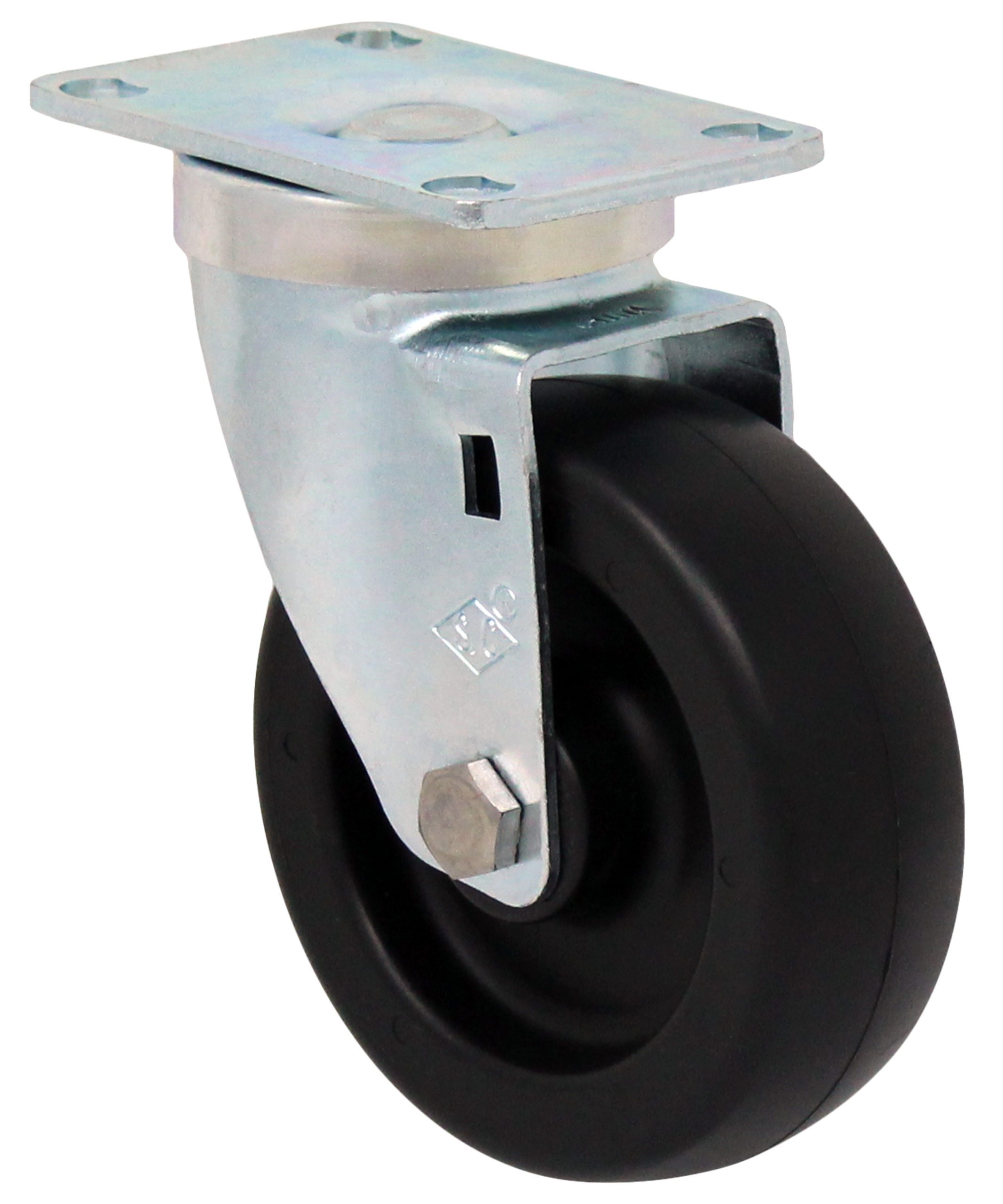 4" Black Polyolefin Swivel Wheel - Plate Swivel Caster 3