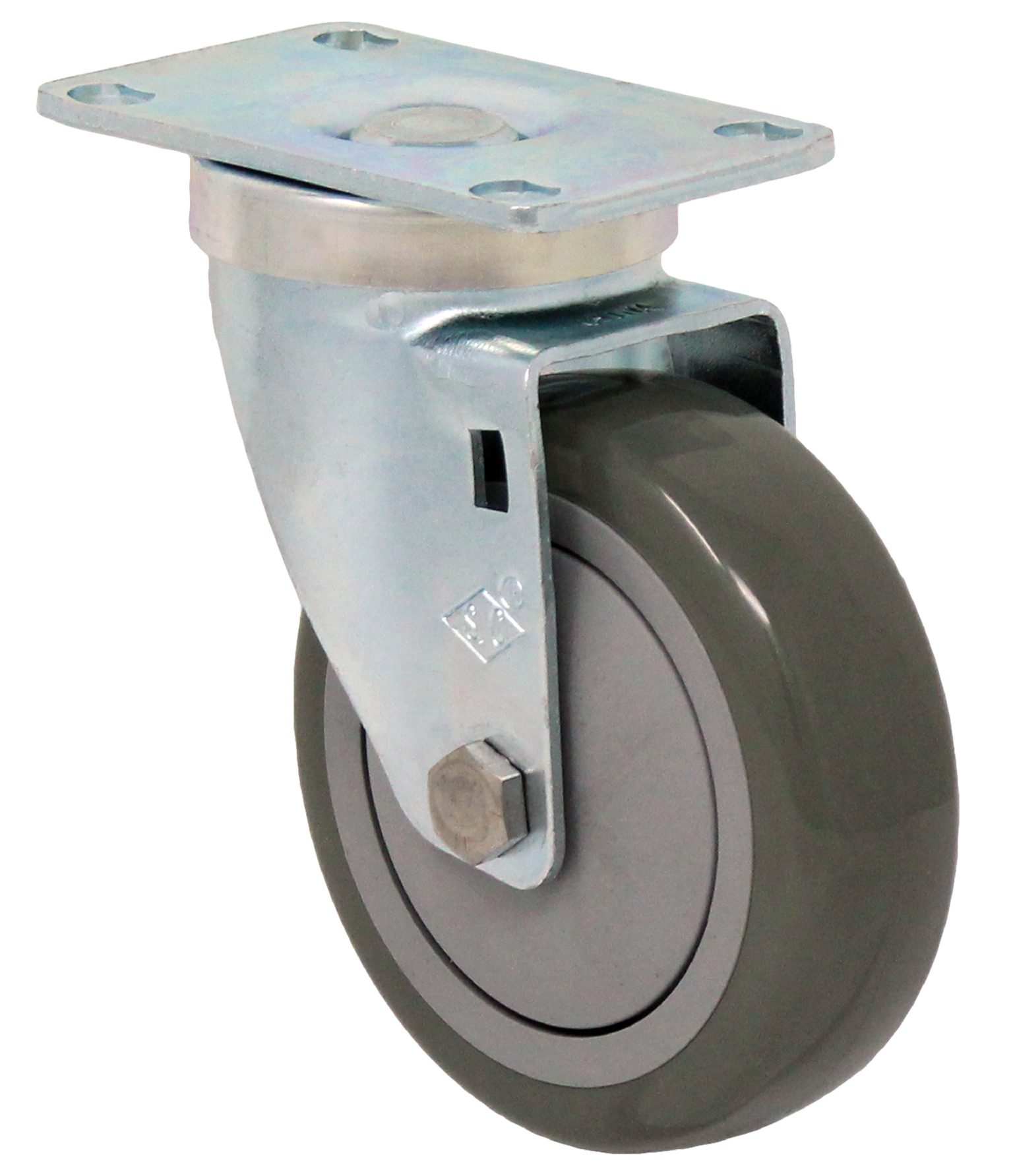 3" Gray Polyurethane on Polyolefin Wheel - Plate Swivel Caster 3