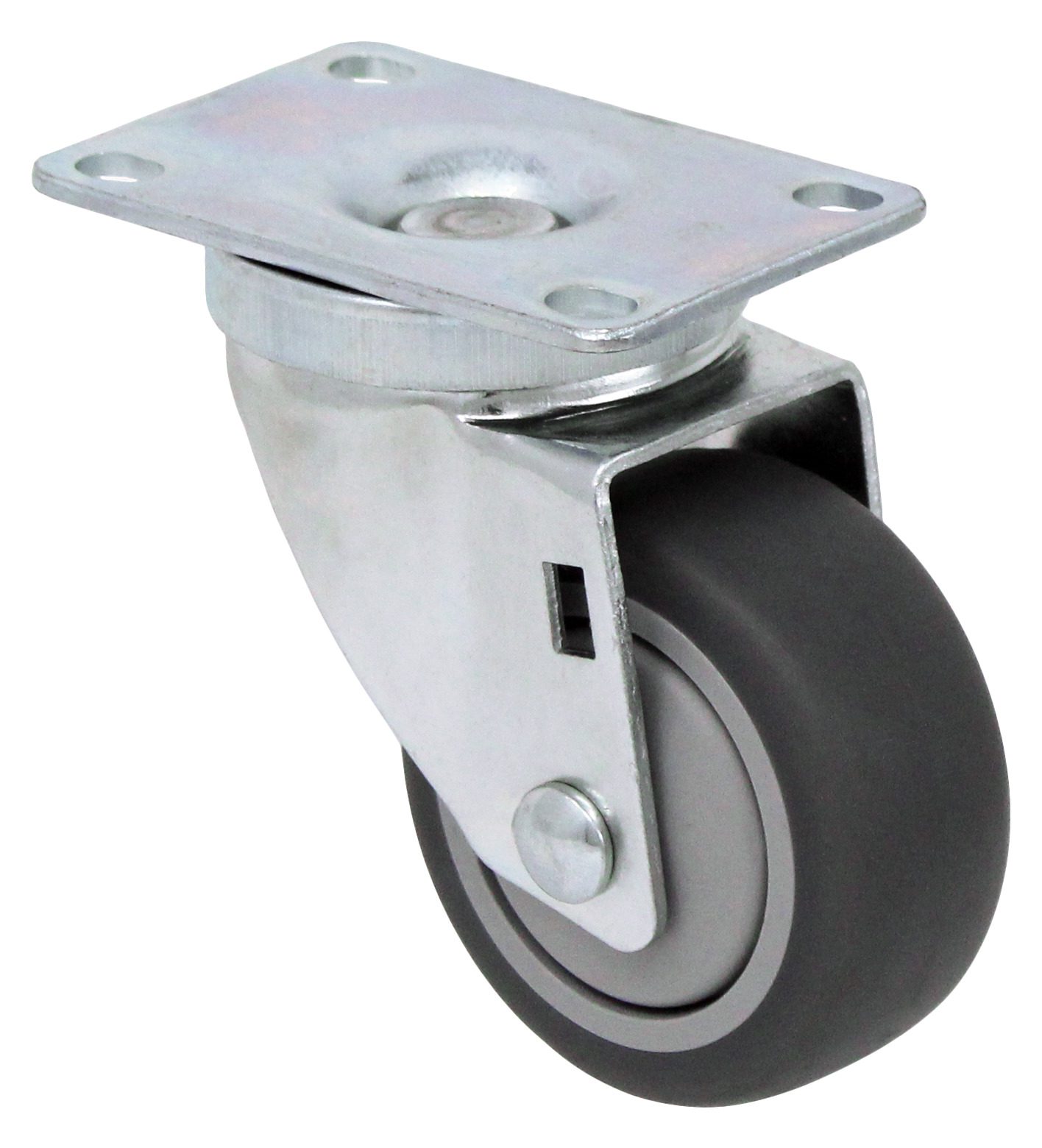3" Soft Gray Rubber Wheel - Plate Swivel Caster 3