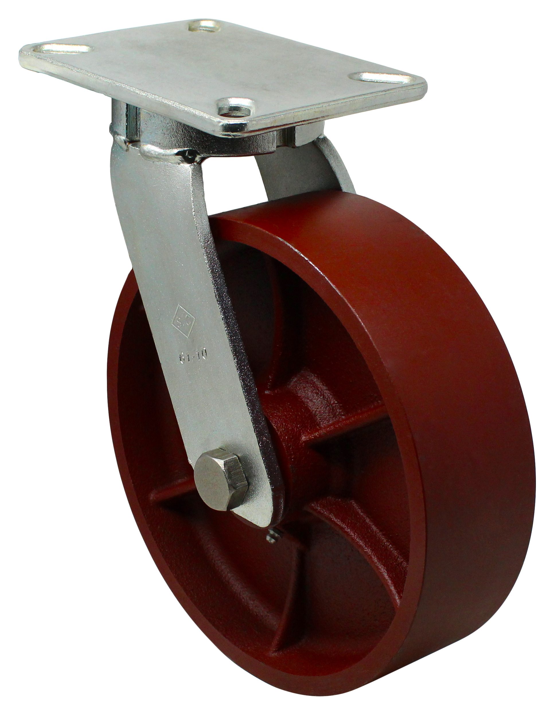 8" Ductile Steel Slight Crown Swivel Wheel - Model 50 TS