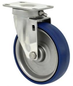 5" Welded Disc Polyurethane Swivel Wheel - Stainless Steel 3