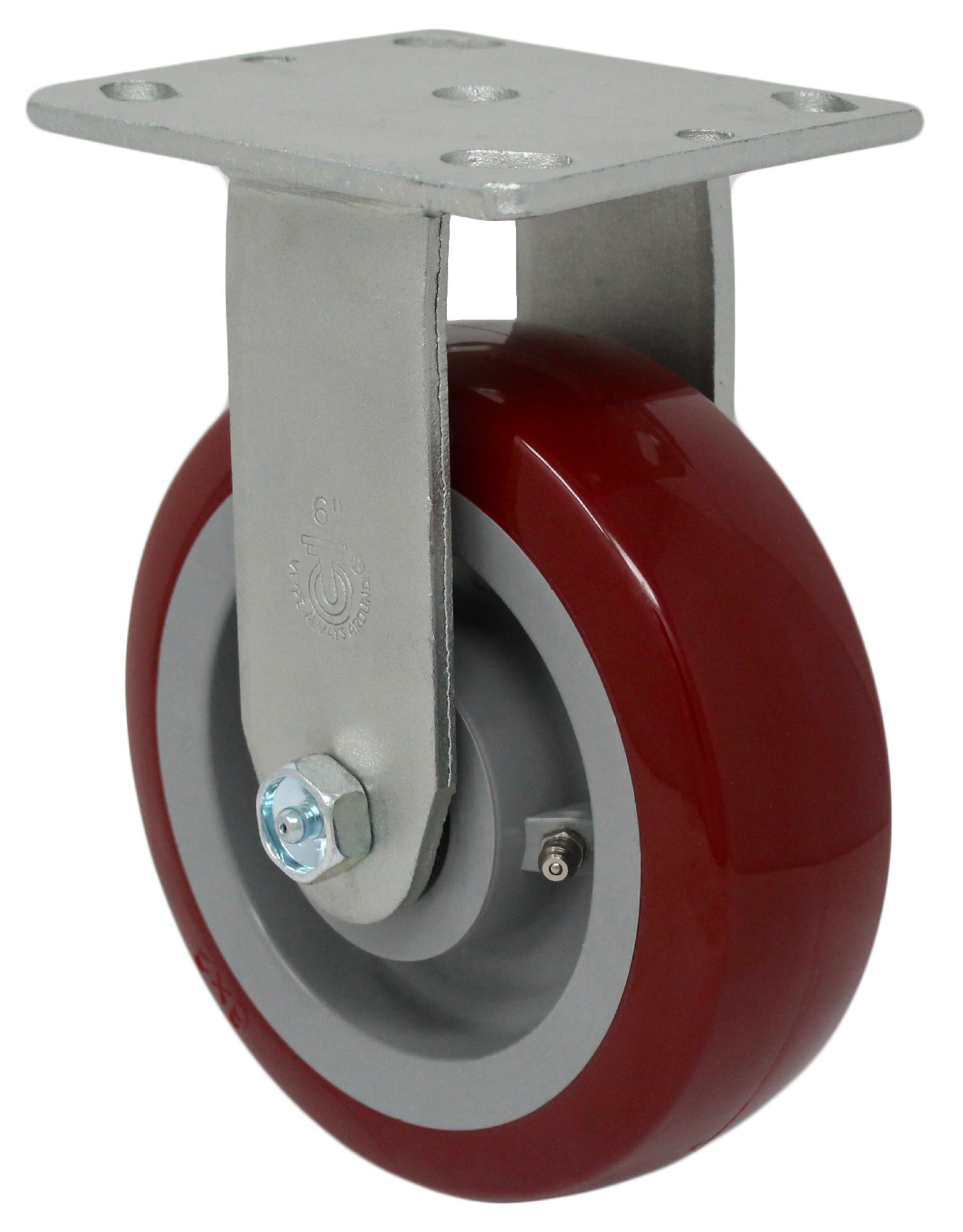8" x 2" Premium Maroon Polyurethane on Polyolefin Wheel - Model 9 Rigid Caster