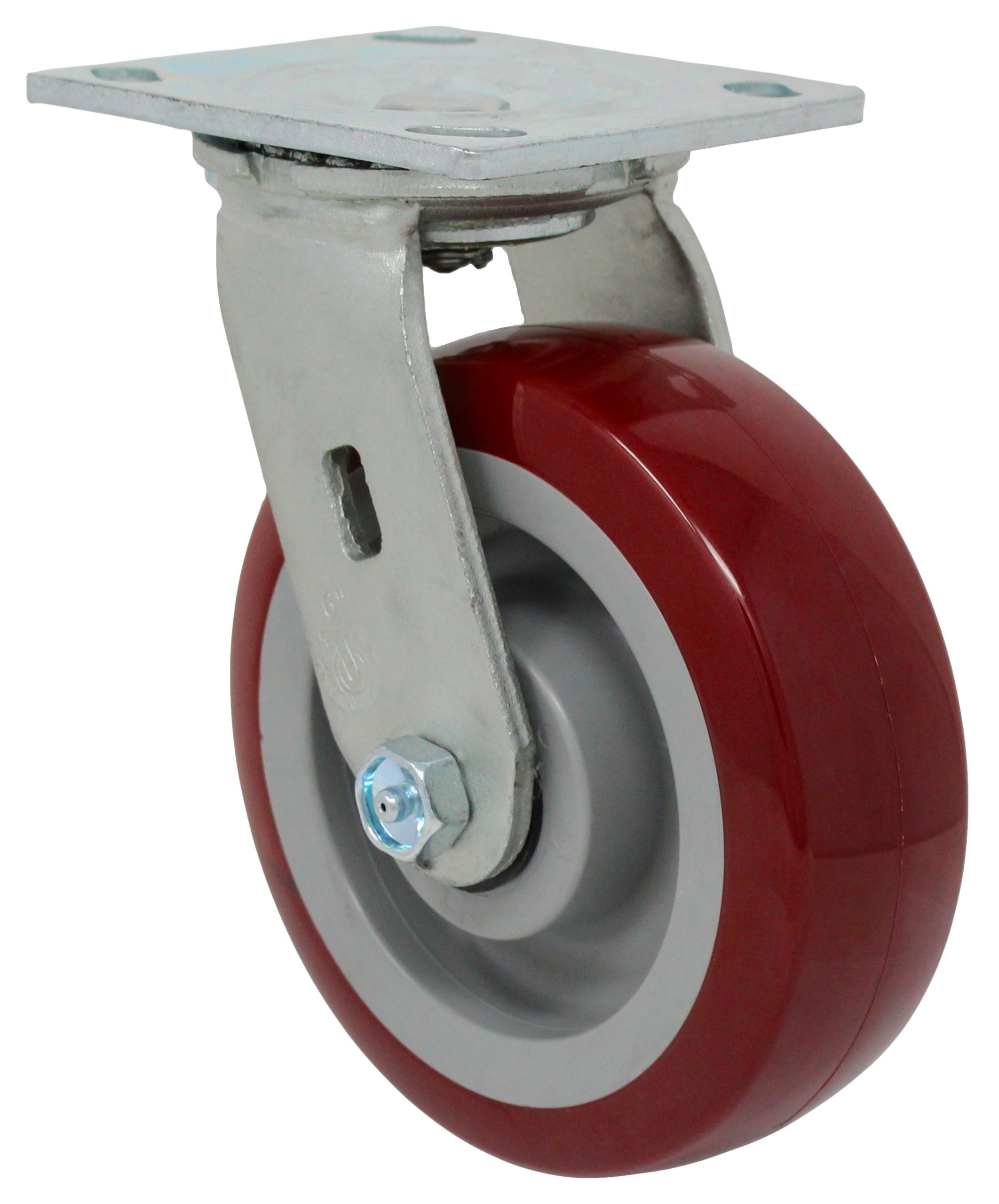 8" x 2" Premium Maroon Polyurethane on Polyolefin Wheel - Model 9 Swivel Caster