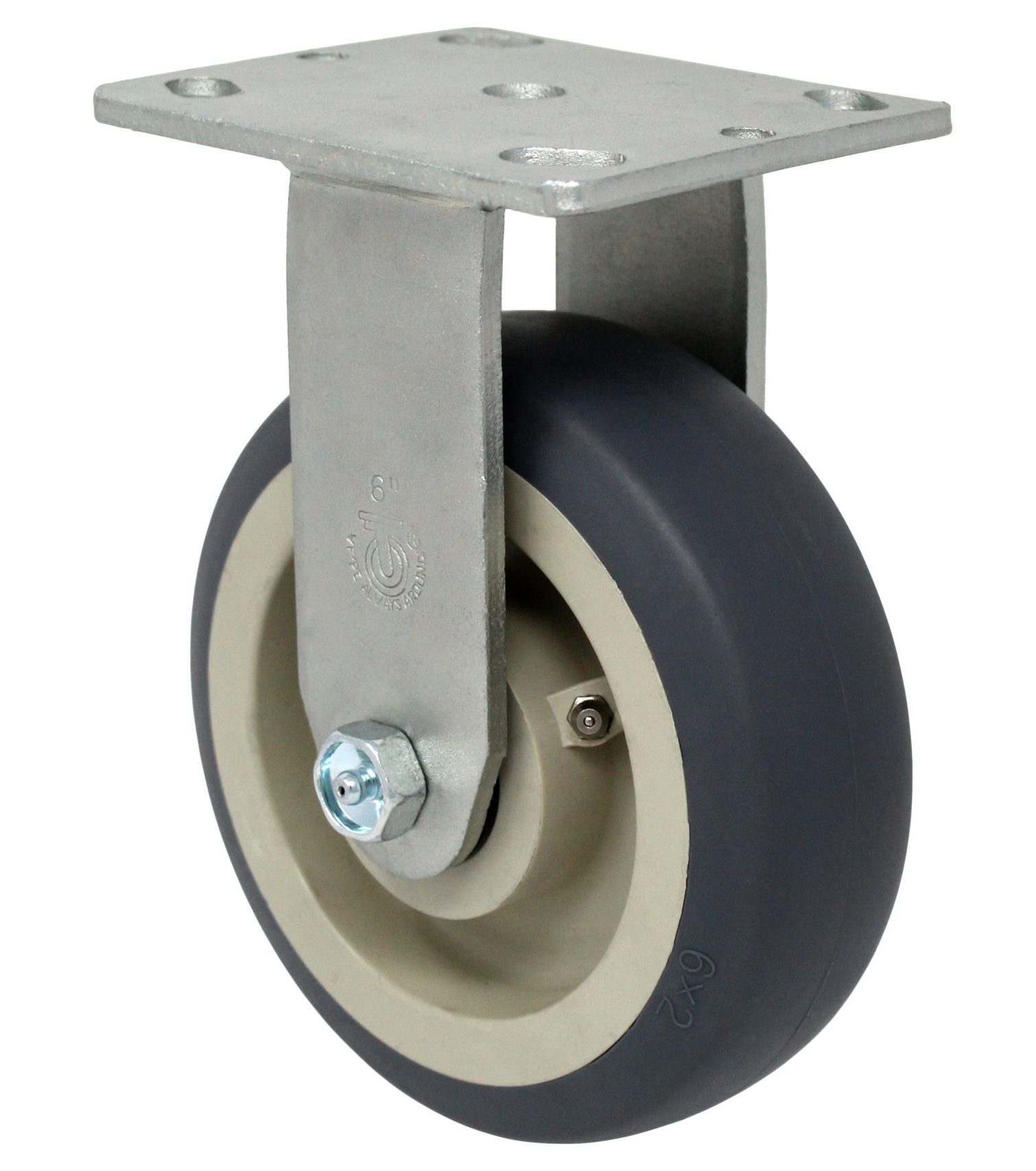 5" Gray Soft Rubber Wheel - Model G15 Rigid Caster