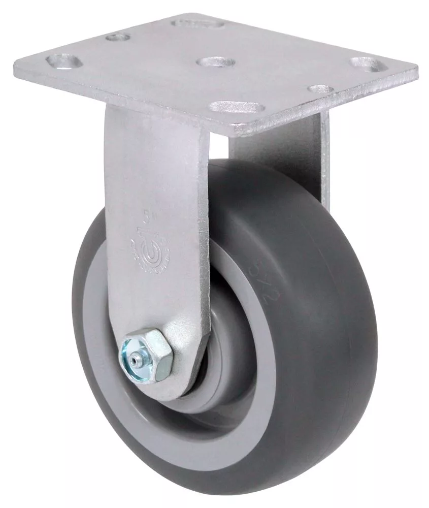 5" Soft Gray Rubber Wheel - Model 9 Rigid Caster