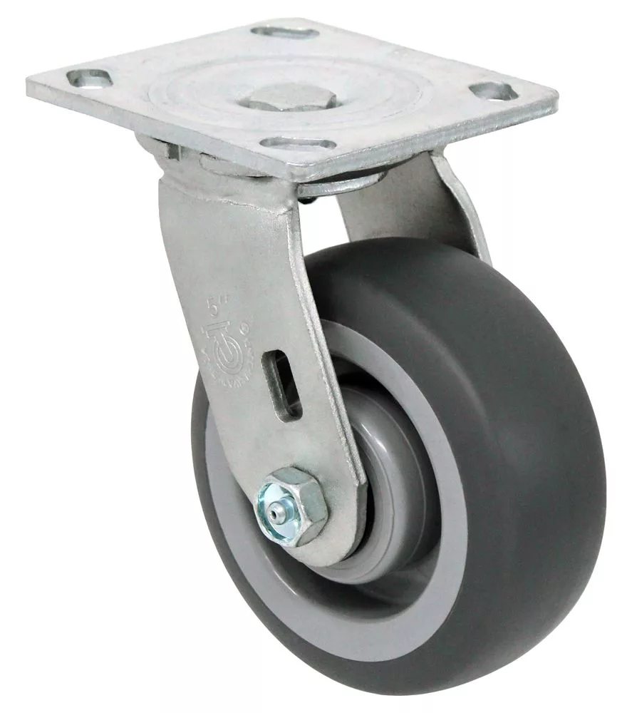 5" Soft Gray Rubber Wheel - Model 9 Swivel Caster