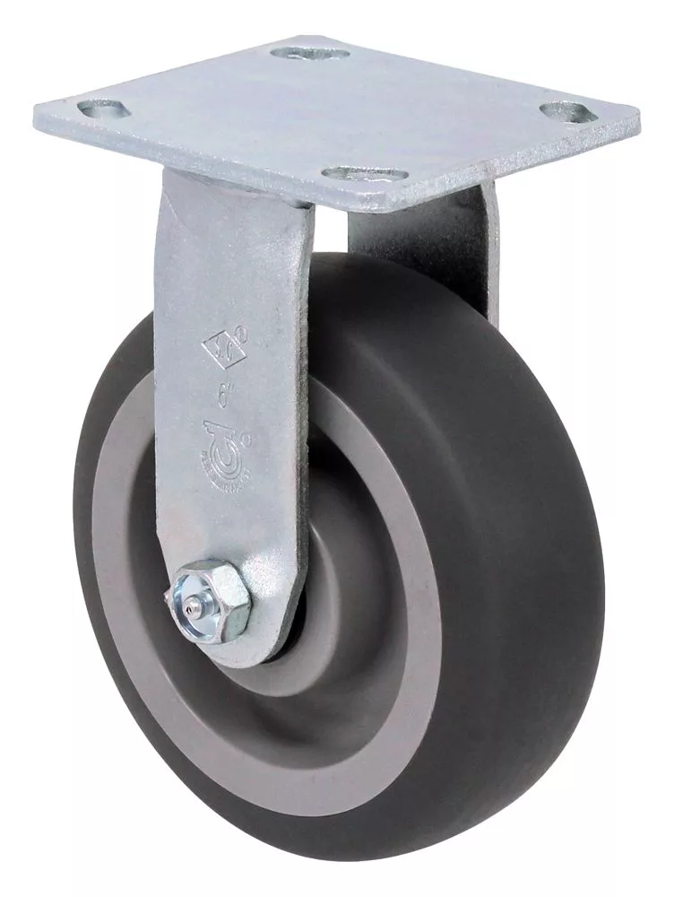 6" Soft Gray Rubber Wheel - Model 9 Rigid Caster