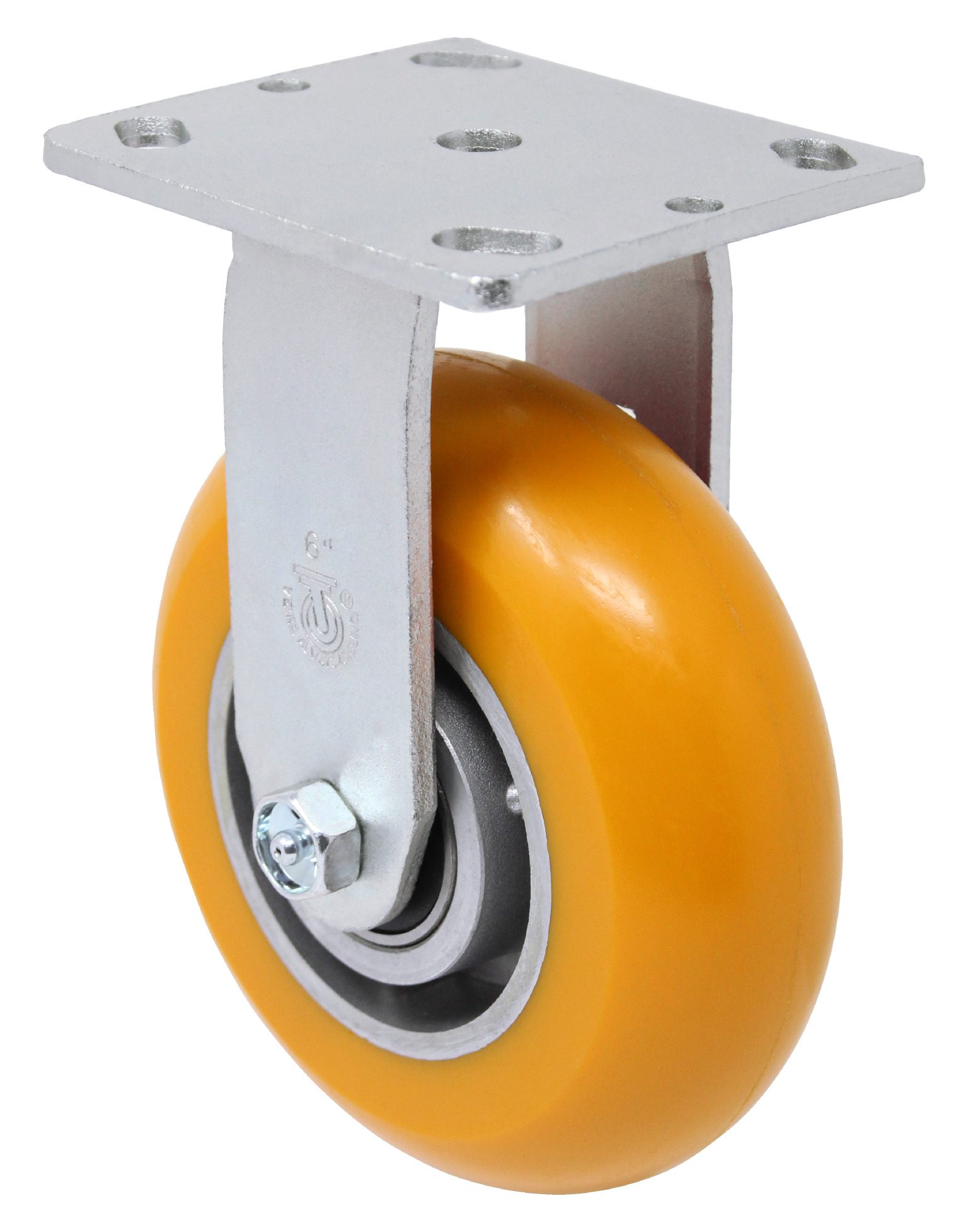 5" Crown Tread Orange Polyurethane on Aluminum - Model 9 Rigid Caster