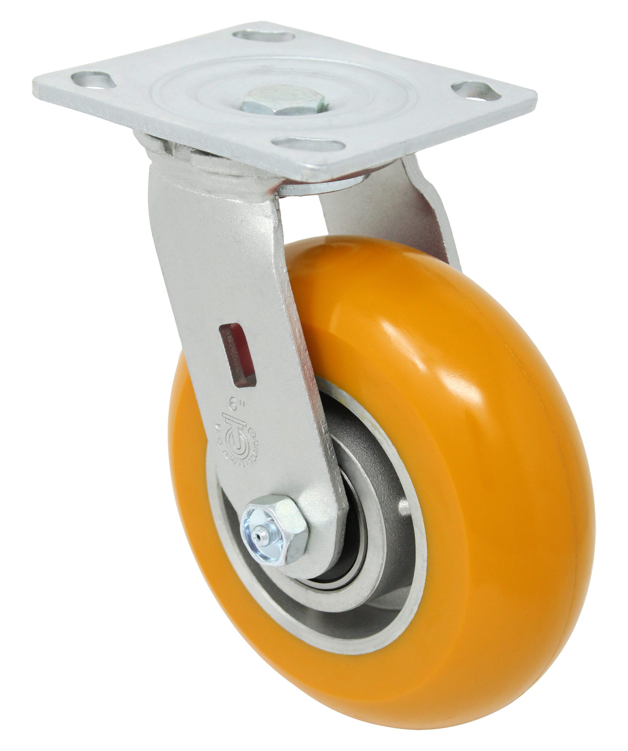 5" Crown Tread Orange Polyurethane on Aluminum - Model 9 Swivel Caster