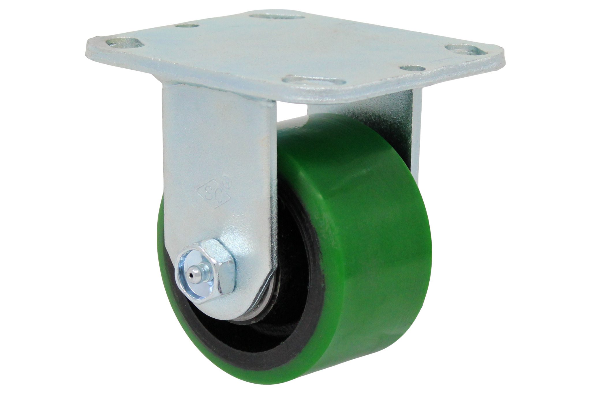 3-1/4" Green Polyurethane on Iron Wheel - Model 9 Rigid Caster