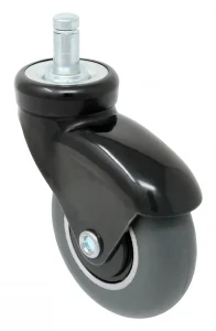 3" Soft Gray Rubber - BLACK Chrome Elite Chair Caster