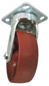 8" Swivel Caster - Ductile Steel Crown Wheel with Bronze Bearing for Powder Coating