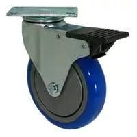 5" Blue Poly - Total Lock Plate Caster K3A
