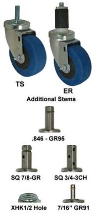 4" Blue Rubber Wheel - Plain Stem Model K3A