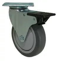 4" Gray Rubber - Total Lock Plate Caster K3A