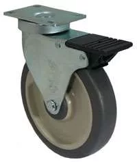 6" Gray Rubber - Total Lock Plate Caster K3A