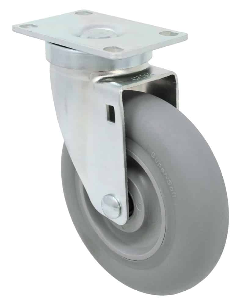 3" Super Soft Gray Rubber Wheel - Swivel Caster K3A