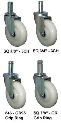 4" White Nylon Wheel - Stem Caster K3