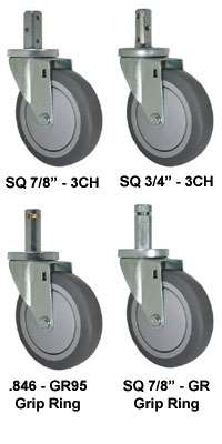 5" Gray Soft Rubber Wheel - Stem Caster K3