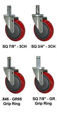 5" Red Polyurethane Wheel - Stem Caster K3