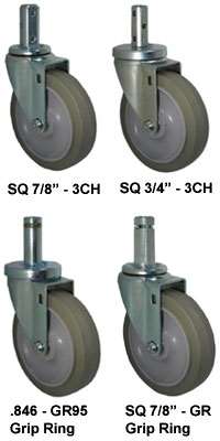 5" Gray Soft Rubber Ball Wheel - Stem Caster K3