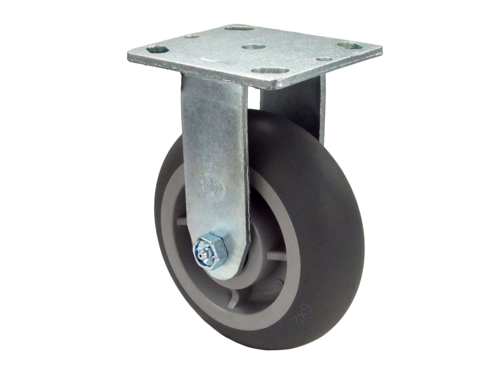 6" Crown Tread Soft Gray Rubber - Model 9 Rigid Caster