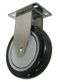5" Black Polyurethane Wheel - Stainless Steel Rigid Caster 3A