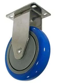5" Blue Polyurethane Wheel - Stainless Steel Rigid Caster 3A