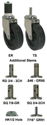 4" Polyolefin Wheel - Stainless Steel Plain Swivel 3A