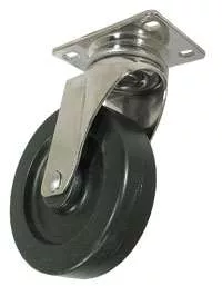 5" Black Polyolefin Wheel - Stainless Steel Swivel Caster 3A
