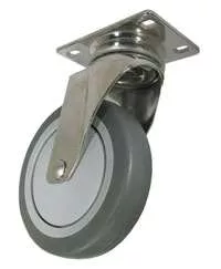 3" Gray Soft Rubber Wheel - Stainless Steel Swivel Caster 3A