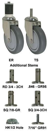 4" Soft Gray Rubber Wheel - Stainless Steel Plain Swivel 3A