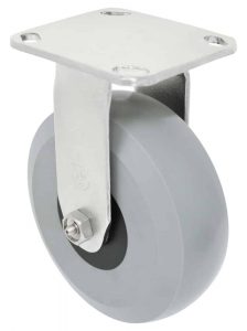 8" Gray Polyurethane Wheel - Stainless Steel Rigid 9