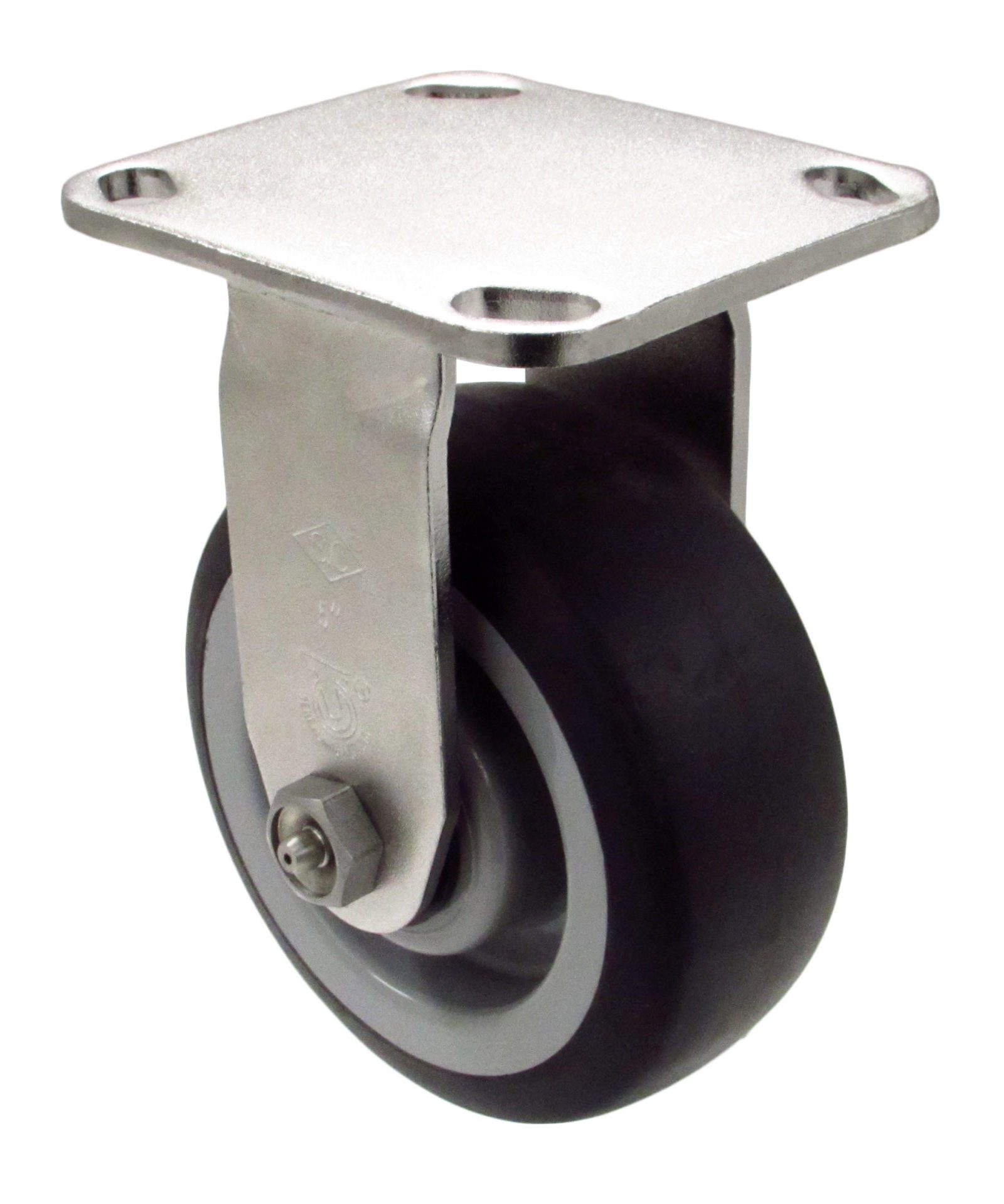 5" Gray Soft Rubber Wheel - Stainless Steel Rigid 9