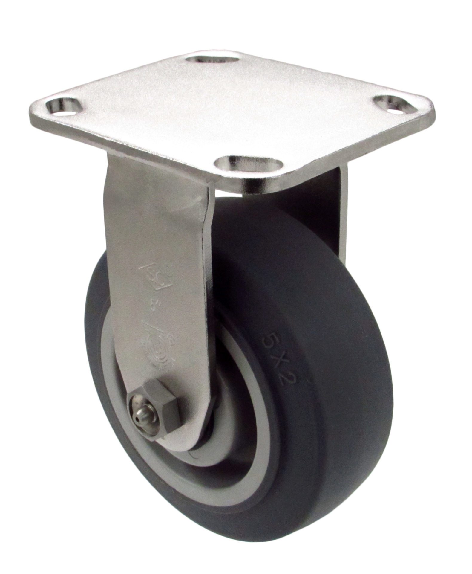 6" High Capacity Rubber Wheel - Stainless Steel Rigid 9