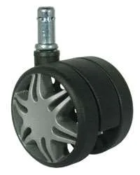 Unhooded Nylon 60mm Twin Wheel Furniture Casters - Grip Ring