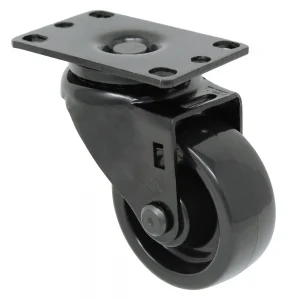 4" Black Polyolefin Swivel Wheel - Plate Swivel Caster 3