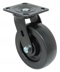 6" Black Polyolefin Swivel Wheel - Black Finish Model 9 Swivel Caster