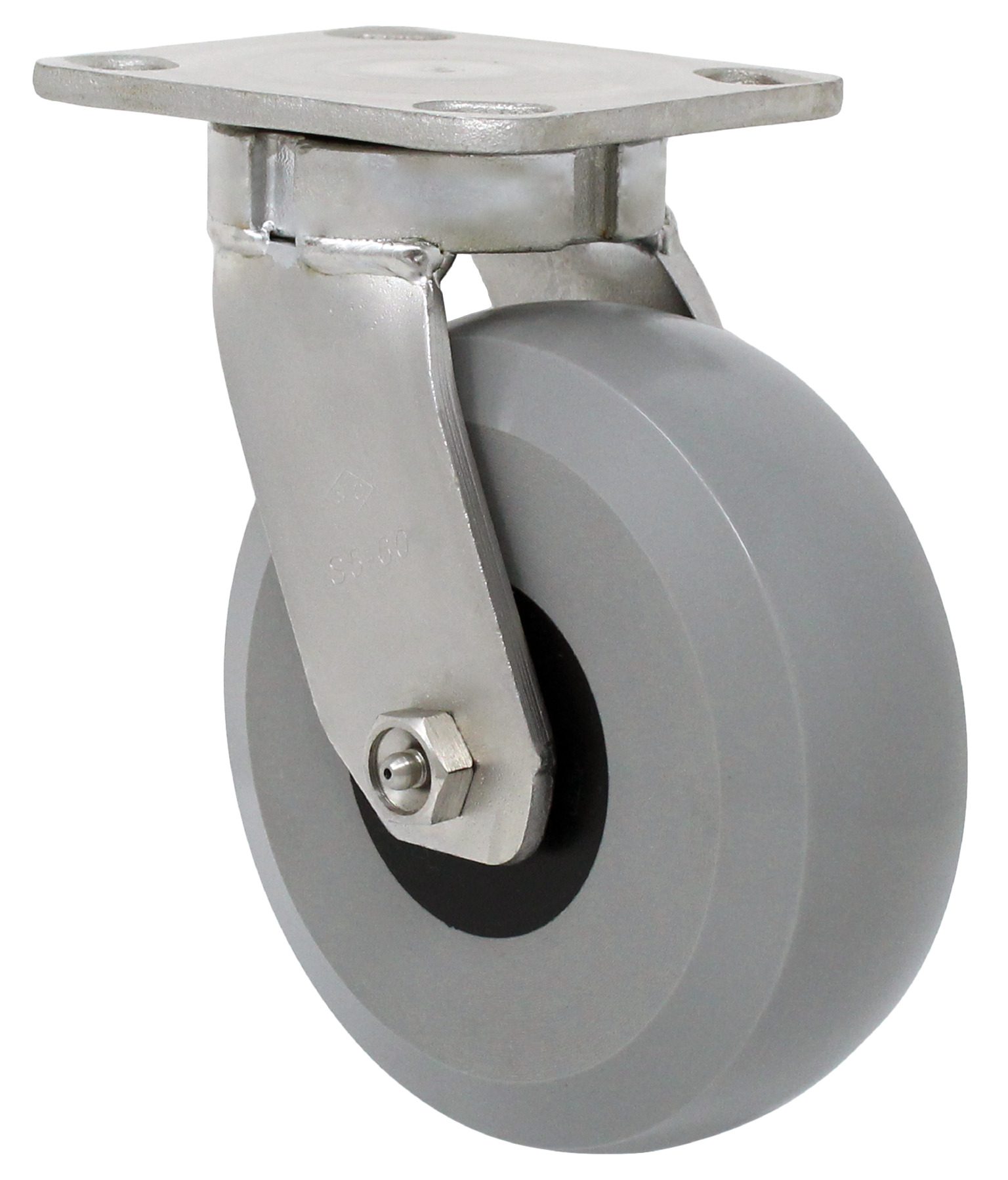 6" Reinforced Gray Solid Polyurethane - Kingless Swivel G15 Caster