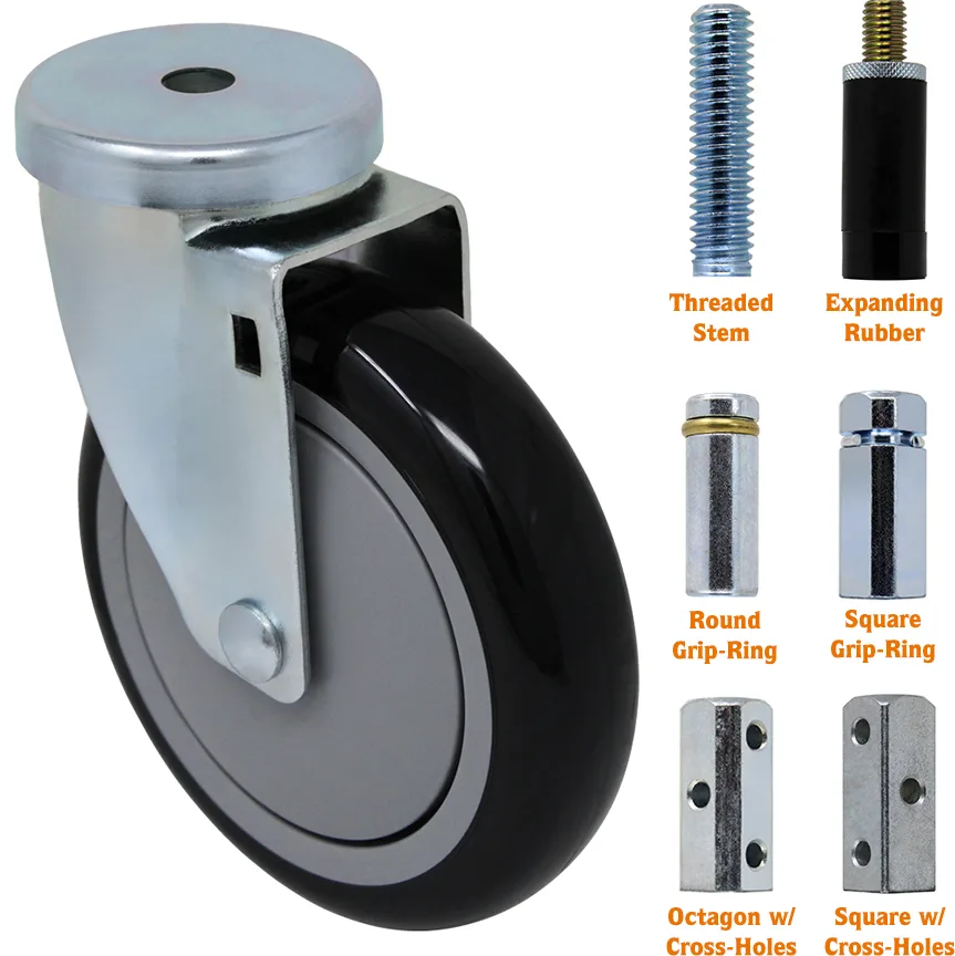 Creative Industrial Sales 3/8 X 1 Grip Ring Chair Stem Caster – 5" Overall, New, UPC 0742889580173