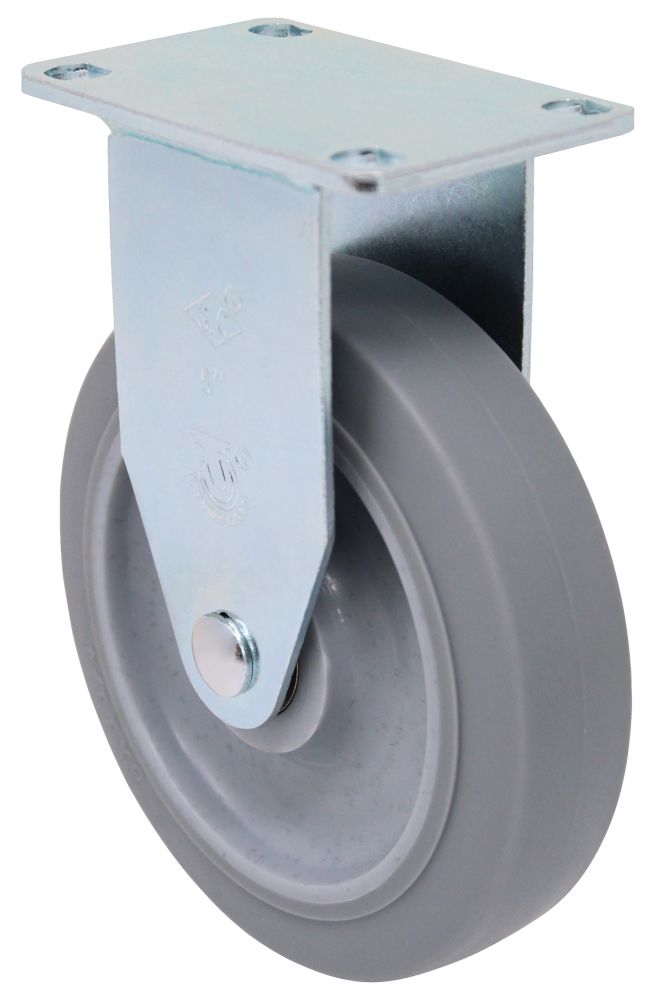 5" High Capacity Gray Rubber Wheel - Plate Rigid Caster 3