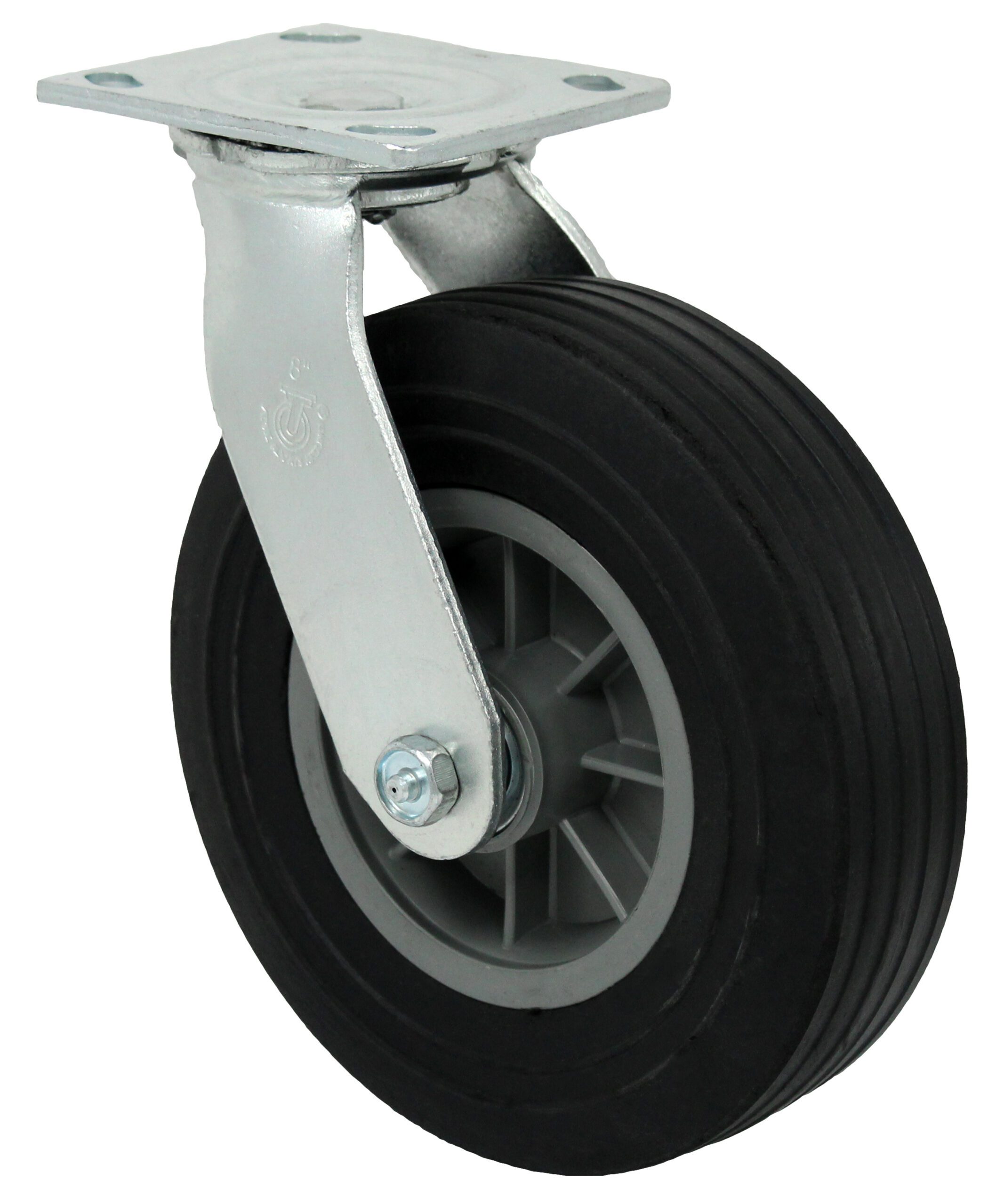 8" Swivel Caster - Semi-Pneumatic Black - Model 9