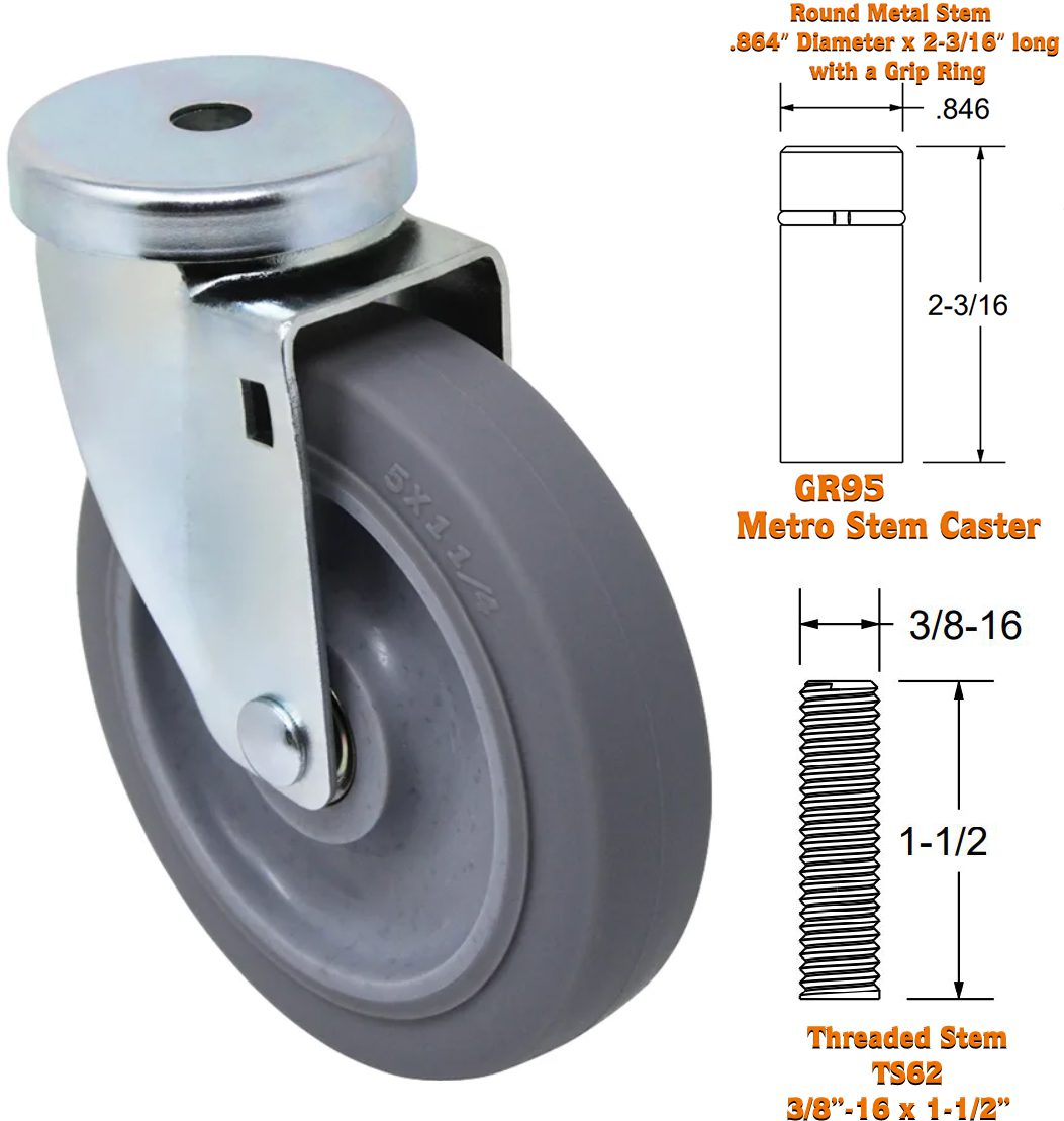 3" High Capacity Gray Rubber Wheel - Model L3